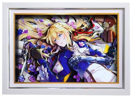 Gooyeh Violet Evergarden Phoframe Anime Three-Dimensional Picture Violet Evergarden Cartoon Animation Scultura di carta fatta a mano, 19 x 25 cm, decorazioni per desktop 3D