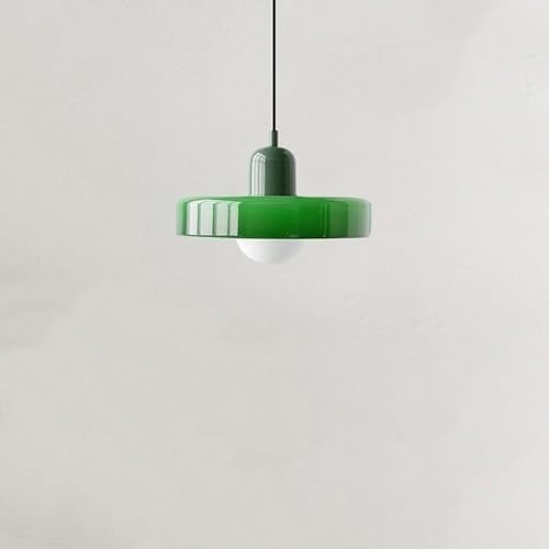 Suspension en verre vert for îlot de cuisine, lustre moderne du milieu du siècle, plafonnier suspendu côtier de ferme vintage for salle à manger, restaurant, couloir - Ampoule incluse(Green)