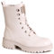 topschuhe24 3099 Damen Lack Stiefeletten Worker Biker Boots, Farbe:Beige, Größe:38 EU