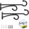 36cm Plant Hanger Hook Outdoor Indoor – Planter Hooks for Hanging Plants, Plant Wall Hooks, Brackets for Hanging Plants, Baskets, Wind Chimes, Bird Feeders, Lanterns, Bird Houses (Black, Metal, 2Pack)