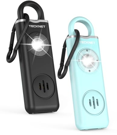 TECKNET Alarme personnelle, Ring Alarm de 130 DB avec Signal LED, Porte-clés de Chargement USB Type-C, Alarmes de Poche pour Enfants, Femmes, Personnes Âgées et Étudiants