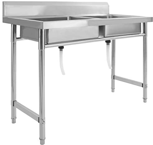Furniture Select-Fregadero de cocina doble lavabo de acero inoxidable