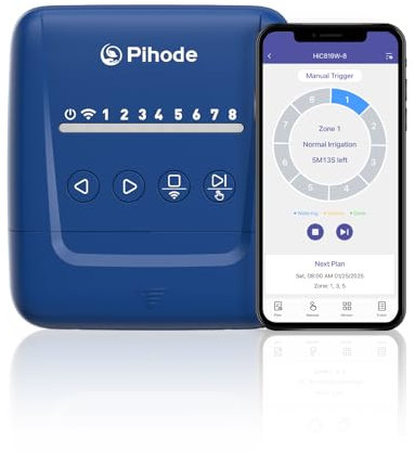 Regolatore intelligente per irrigazione a 8 zone con intelligenza meteorologica locale e luci atmosferiche, irrigazione automatizzata e controllo tramite app, sistema di irrigazione WiFi, risparmia