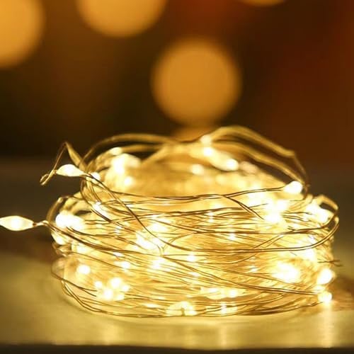 A.bigwhale Lichterkette Batterie, 2m 20 LED Lichterkette mit Timer, Warmweiß Lichterketten für Innen, Weihnachten, Schlafzimmer, Party, Hochzeit