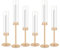 Gugxiom 6Pcs Gold Kerzenhalter, Glas Hurricane Kerzenhalter Gold, Kerzenhalter für Stumpenkerzen, für Haus Dekoration, Hochzeit, Essen, Party Dekorativ