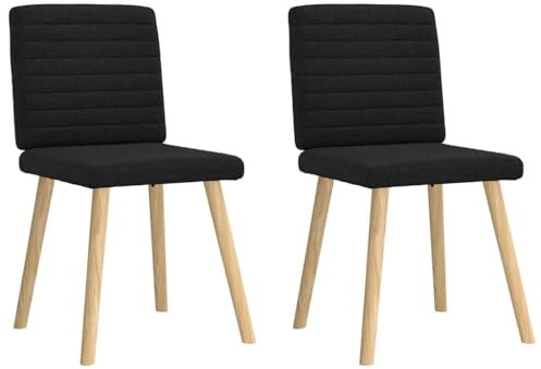 vidaXL Esszimmerstühle 2 STK. Schwarz Stoff