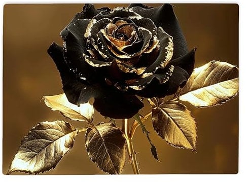 Shopagift Black and Gold Rose Flower Glass Chopping Board Large Kitchen Worktop Saver 39cm x 28cm