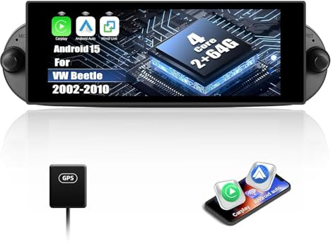 CAMECHO 2+64GB Android 15 Autoradio mit Navi für VW Beetle 2004-2010 mit Carplay Android Auto, Doppel Din Radio mit 6 Zoll Bildschirm mit Bluetooth Mirror Link FM/RDS WiFi SWC und USB