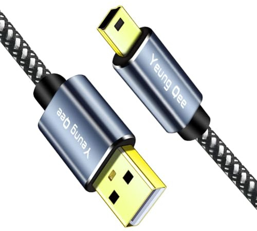 Yeung Qee Mini USB Cable 0.5m, Braided USB 2.0 Type A to Mini B Cable Charging Cord Compatible with PS3 Controller, MP3/4 Player,PDA, Camera, Scanner and More Mini USB Devices (0.5M)