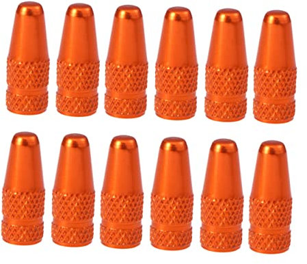 SOIMISS Fahrradventilkappen Staubschutz aus Aluminiumlegierung 12 Stück Orange Einfache Montage Passend für Französische Ventile für Rennräder und Bikes
