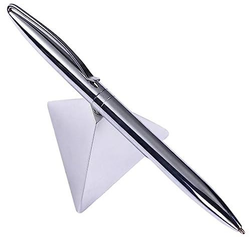Kugelschreiber aus Metall mit Magnetfuß, Silberner Schreibtischstift | Weltraum Kugelschreiber, Flüssiges Schreiben, Bequemer Griff, Inklusive Base für Büro und Zuhause