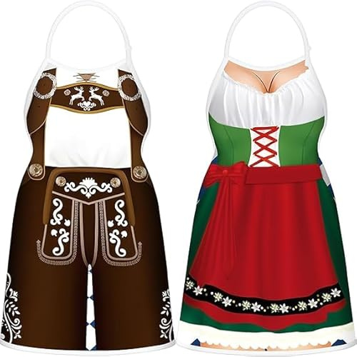 PPGGOPP Oktoberfest Schürze, 2pcs Oktoberfest Kreative Schürze, Motiv Küchenschürze Bierfest, Bayerische Kochschürze, Lustige Küchenschürze, für Oktoberfests, Grillen im Freien, Kochen