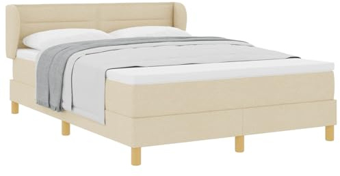 vidaXL Boxspringbett mit Matratze Creme 140 x 190 cm Stoff | Schaumstoff, der Sie bequem hält und Sie bequem macht. Hochwertige Federn, die lange Zeit halten, hält die Luft frisch für