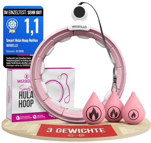 Smart Hula Hoop Reifen Erwachsene, 3 Gewichte für anpassbare Intensität | Hula Hoop mit Gewicht Kugel. Hulahub Reifen zum Abnehmen. Fitness Ring Damen. 78-110cm Umfang
