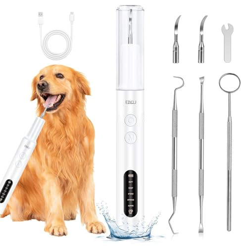 ETACCU Dog Plaque Remover for Teeth Cleaning Products | 5 Cleaning Modes & LED Light, Plaque Stain Removal, Low Noise, USB-C Rechargeable, IPX6 Waterproof