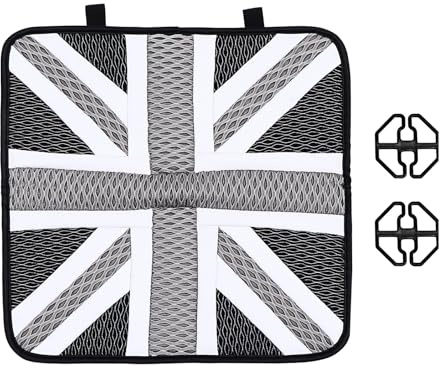 GRIRIW Eisseide Autositzkissen mit Union Jack Muster Atmungsaktive Verschleißfeste Sitzmatte für Auto Stuhl und Sofa Ergonomisches Sitzkissen für Jahreszeiten Komfortabel und Langlebig