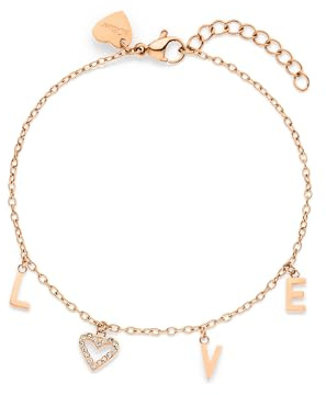 s.Oliver Damen Schmuck – Halsketten & Armbänder mit LOVE-Anhänger aus Edelstahl in verschiedenen Farben - Romantische Geschenkidee