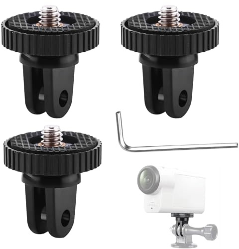 3 Stück Stativ Adapter,360° Verstellbar Kamera Halterung Adapter,1/4-Zoll Kamerahalter Gewinde Adapters,Mit 1 Schraubenschlüssel,Für Gopro,Sjcam Oder Andere Actionkamera-Halterungen