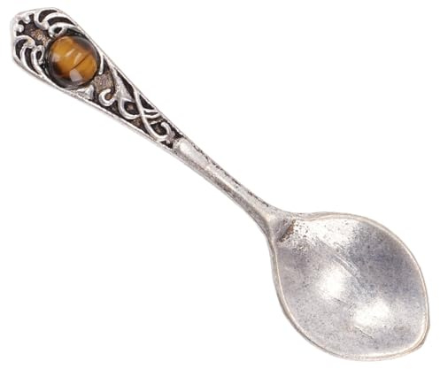 GURU SHOP Mini Löffel, Teelöffel, Kettenanhänger - Silber/Tigerauge, 4x0 cm