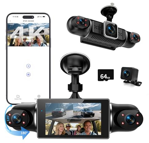 360°Dashcam Auto Vorne Hinten 4 Kanal Dash Cam Auto Kamera FHD 4K+1080Px3