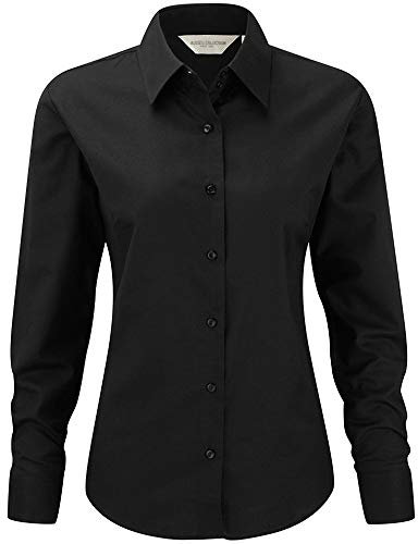 Russell Collection Ladies/Womens Long Sleeve Easy Care Oxford Shirt (3XL) (Black)