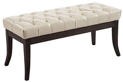 CLP Sitzbank Ramses Mit Polsterung Und Kunstlederbezug I Holzbank Mit 46 cm Sitzhöhe | Farbe Creme Größe 100 cm