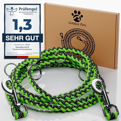 Testnote: Sehr gut - Hundeleine reflektierend I 2m, verstellbar, wetterfest & reißfest bis 250 kg I Paracord Führleine, Umhängeleine I kleine - große Hunde