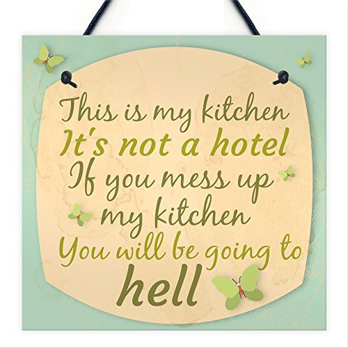 RED OCEAN Placa de cocina con texto en inglés «This Is My Kitchen», diseño vintage y retro