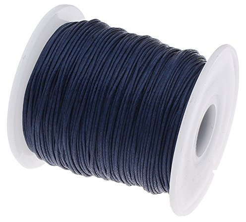 Cordon en coton ciré pour bijoux - 75 m - Bleu foncé - 1 mm - C63