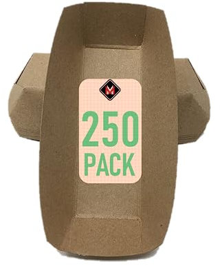 Mr Miracle 7 Inch Paper Hot Dog Tray in Kraft Paper. Pack of 250. Disposable, Recyclable and Fully Biodegradable. Made in USA