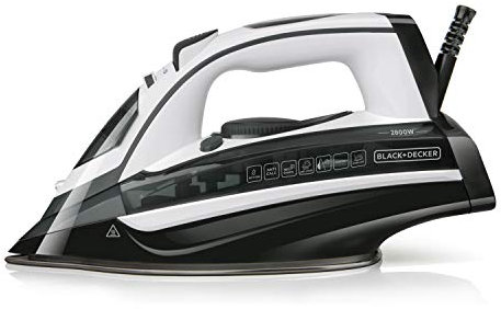 BLACK+DECKER BXIR2800E - Fer à Repasser 2800W, débit de vapeur de 180 g/min, vapeur continu réglable de 35 g/min, semelle en aluminium