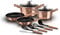 Berlinger Haus Rose Gold 10 Piece Non-Stick Induction Cookware Set Marble PFOA Free Aluminium, 2 Saucepans, 2 Lids, 2 Frying Pans 4 Kitchen Utensils, Metallic Line Design