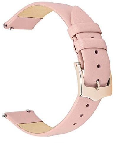 EACHE Damen Rosa Leder Uhrenarmbänder Quick Release 14mm Dünne Leder Uhrenarmbänder für Damen Roségold Schnalle