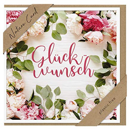bsb - Glückwunschkarte Blumen - Nature Card - Nachhaltige Karten zum Geburtstag - Glückwunschkarten mit Umschlag - Geburtstagskarte Frauen & Männer - Glückwunschkarte 15,5 x 15,5 cm