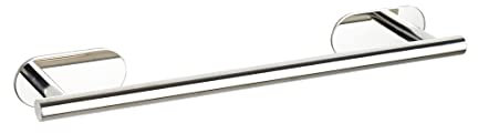 WENKO Turbo-Loc® Badetuchstange Orea Shine, Befestigen ohne Bohren, Lange Handtuchstange mit viel Platz für Badetuch & Handtücher, hochwertiger rostfreier Edelstahl, Silber glänzend, 40 x 4,5 x 7 cm