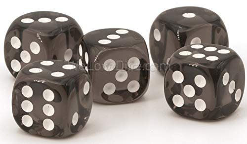 XL Würfel (20mm) in grau transparent/weiße Punkte - Made in Germany - WeLoveBeads - 5 Stück