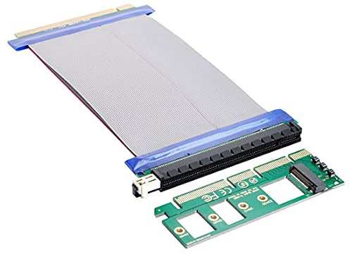 Chenyang NGFF M-Key NVME AHCI SSD vers PCI-E 3.0 Adaptateur vertical 16x x16 avec câble d'extension PCI-E mâle vers femelle