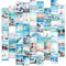 Blue Photo Wall Collage Kit Aesthetic Pictures - Beach Decor for Bedroom Decorations, Beach Photo Collage Kit for Wall Aesthetic, Beach Poster for Room Aesthetic (Blue, 50 Pcs)