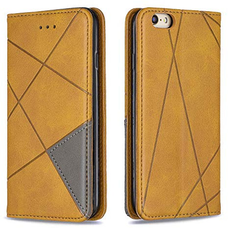 Posanter Coque pour iPhone 6S / 6 (4,7 Pouces), Housse Portefeuille en Cuir Etui de Protection avec Slim TPU Silicone Bumper Magnétique Flip Case, Porte Cartes avec Fonction Support Cover (Jaune)