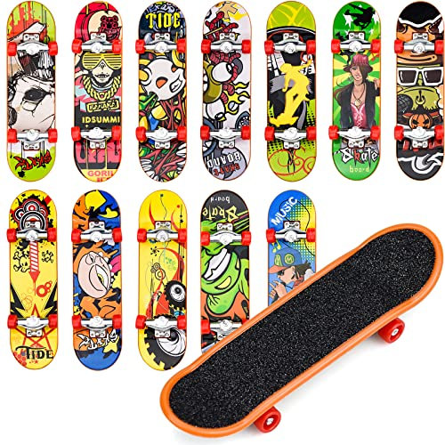BLUESEABUY Finger Skateboard 12pcs Professionelles Fingerskateboards Set Mini Fingerboards Skatepark Griffbret Spielzeug mit Deck aus Holz für Kinder Oder ALS Finger Skateboard Dekoration