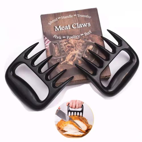 CHUANGOU Garras de Carne para Barbacoa 2 Pack Garras de Oso Cerdo Desmenuzado para Agarrar, Picar y Desgarrar Carne y Pollo (Negro)