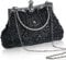 Amylove Clutch, Abendtasche im Stil der 1920er-Jahre, Vintage-Stil, mit Perlen, für Braut, Hochzeit, Gäste, Geschenk, Geldbörse, Abschlussfeier, Abschlussball, Party, Clutch, Schwarz