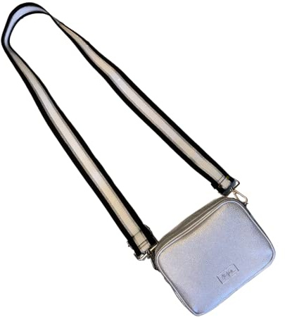 Alice Wheeler Kamera-Umhängetasche Soho-Tasche mit doppeltem Reißverschluss mit 2 Riemen und Bienenaufsatz, silber, One Size
