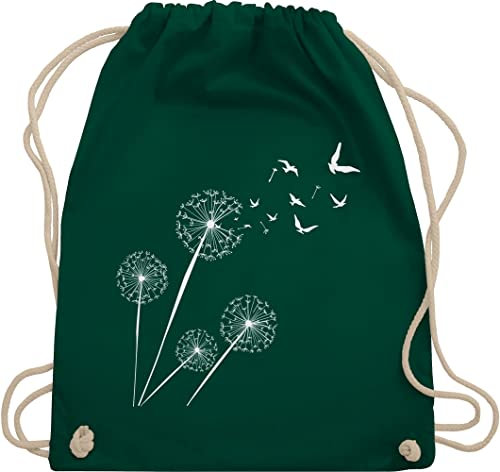 Turnbeutel Rucksack - Sprüche Statement - Pusteblume Löwenzahn - Unisize - Dunkelgrün - beutel mama mit aufschrift vögel stoffbeutel sportbeutel aus stoff bedruckt statements blume beuteltasche