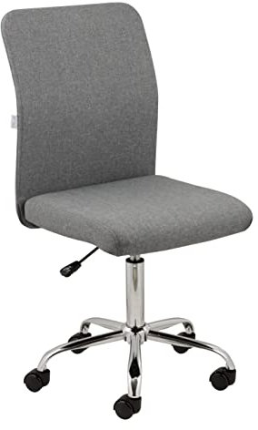Baroni Home Bürostuhl aus Stoff, gepolsterter Bürostuhl 360° drehbar, Verstellbarer Höhe und ohne Armlehnen, ergonomischer Sitz, 44x50x110 cm, Grau
