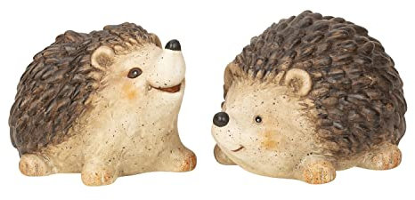 Geschenkestadl 2 Stück Igel Dekofiguren 10,5 cm hoch Tier Figuren Keramik Gartenfiguren