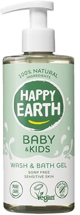 Happy Earth Baby Wasgel - Duschgel für Kinder - Für die Badewanne - 100% Natürliche Inhaltsstoffe & Vegan - Seifenfrei - 300 ML