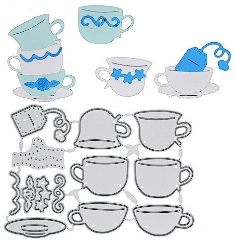 Tea Cups & Saucer + More Metal Cutting Dies Set, Cutter Stencil, Card Making, Scrapbooking, Paper Crafts, Photo Album E2