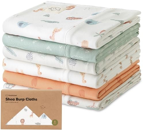 Bio Spucktücher Baby Junge, Mädchen - 6er-Pack Große Baumwoll Mulltücher Baby Waschlappen, Super Saugfähig, Ultraweiches Neugeborene Set, Geschlechtsneutral, Maschinenwaschbar, Langlebig (Wilderness)