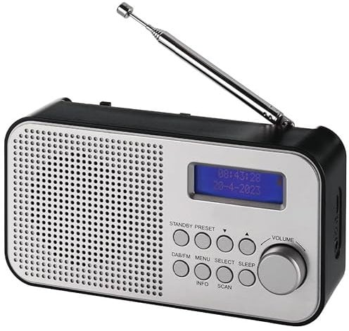 NEWTRO Tragbares DAB/FM-Radio mit Akku - Digitalradio, Baustellenradio & Küchenradio mit Kopfhöreranschluss, Tastensteuerung, Teleskopantenne und Senderspeicher, einfache Bedienung, kompakt & modern